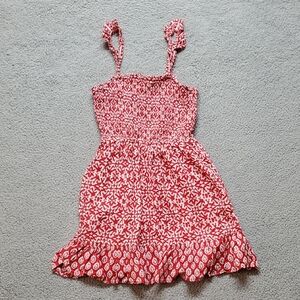 Vineyard Vines Red and White Patterned Kids Dress Size L